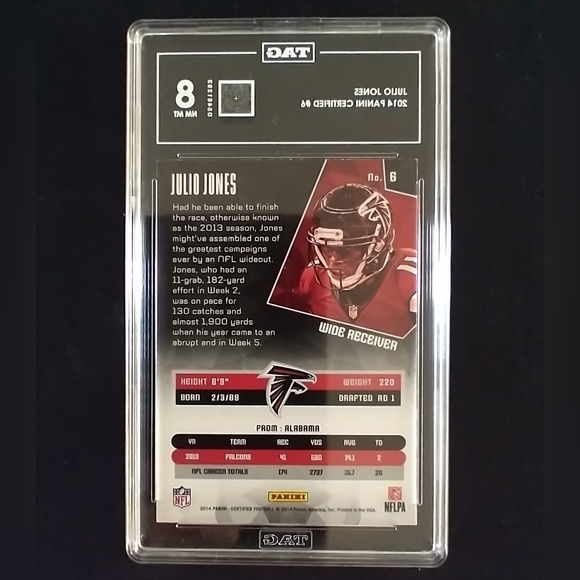 2014 Panini Certified #6 Julio Jones Atlanta Falcons - TAG Graded 8 NM/MT - Picture 2 of 2